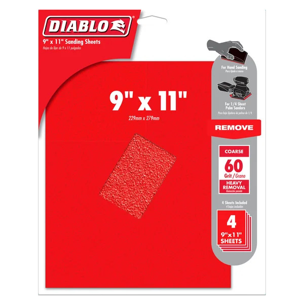 Diablo 9x11 Sandpaper 60 Grit 4-Pack