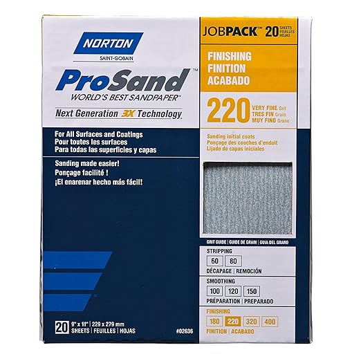 Norton 9x11 Prosand Sheets 220 Grit 20pk