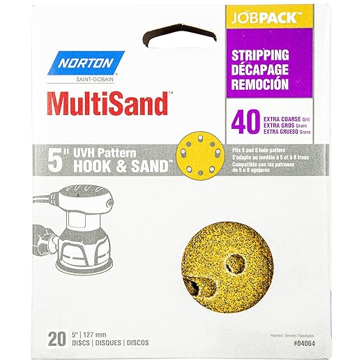 Norton Hook And Loop 5" Sanding Disc 40 Grit 20-Pack 04064