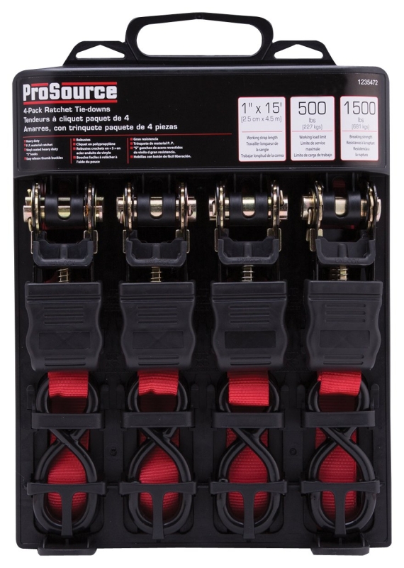 ProSource 1x15' Ratchet Strap 4-Pack